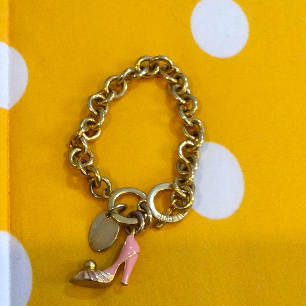 Tutti-frutti gold charm bracelet with shoe charm